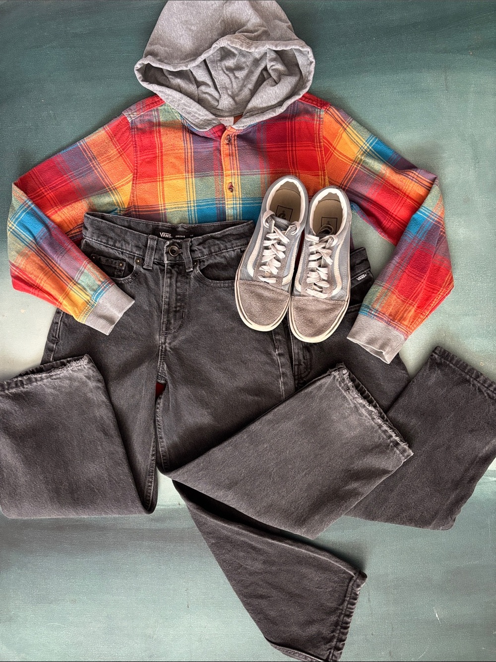 Vans Boys Check-5 Baggy Jeans + Vans Loose Fit Jeans + Hanna Anderson Shirt